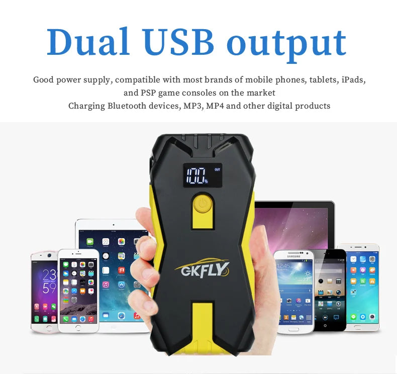 GKFLY 4000A/8000A Iniciador de Carro 12V, Banco de Energia Portátil, Dispositivo de Partida, Auxiliar de Bateria para Carros a Gasolina/Diesel 5L/3L