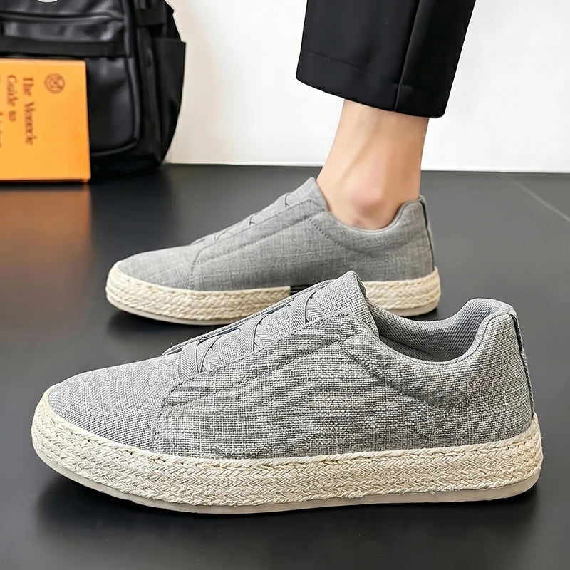 Sapatos de Pescador em Linho, Sapatos de Tecido Masculinos Modernos 2025, Sapatos Casuais Masculinos Respiráveis de Verão