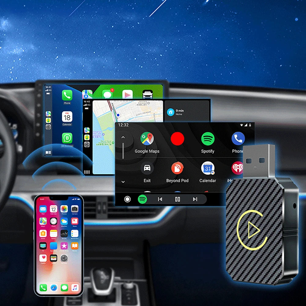 Carplay sem fio android adaptador automático plug & play usb carro dongle sem fio para oem com fio carplay/android carros automóveis