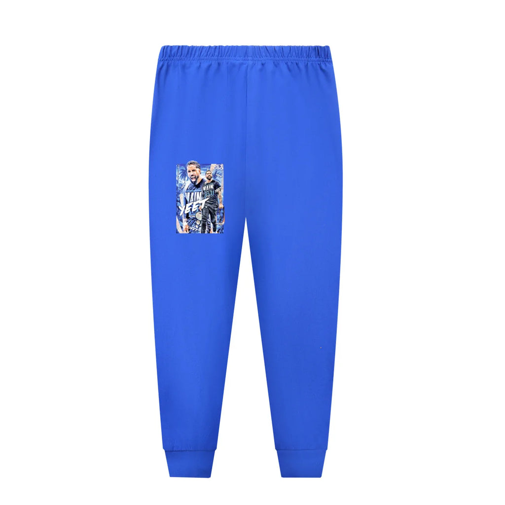 Crianças dos desenhos animados lutador jey uso conjuntos de pijama da criança meninos pijamas diários do bebê meninas manga longa t camisa + shorts 2 pçs set3952