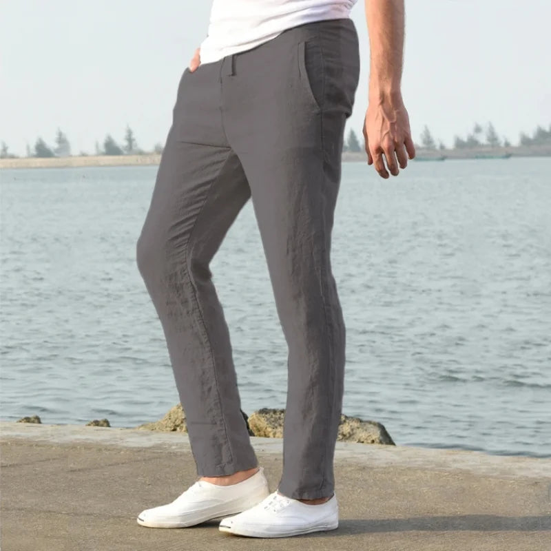 Calças de Algodão e Linho Masculinas, Novas Calças de Linho Respiráveis para o Outono, Tamanhos S-5XL