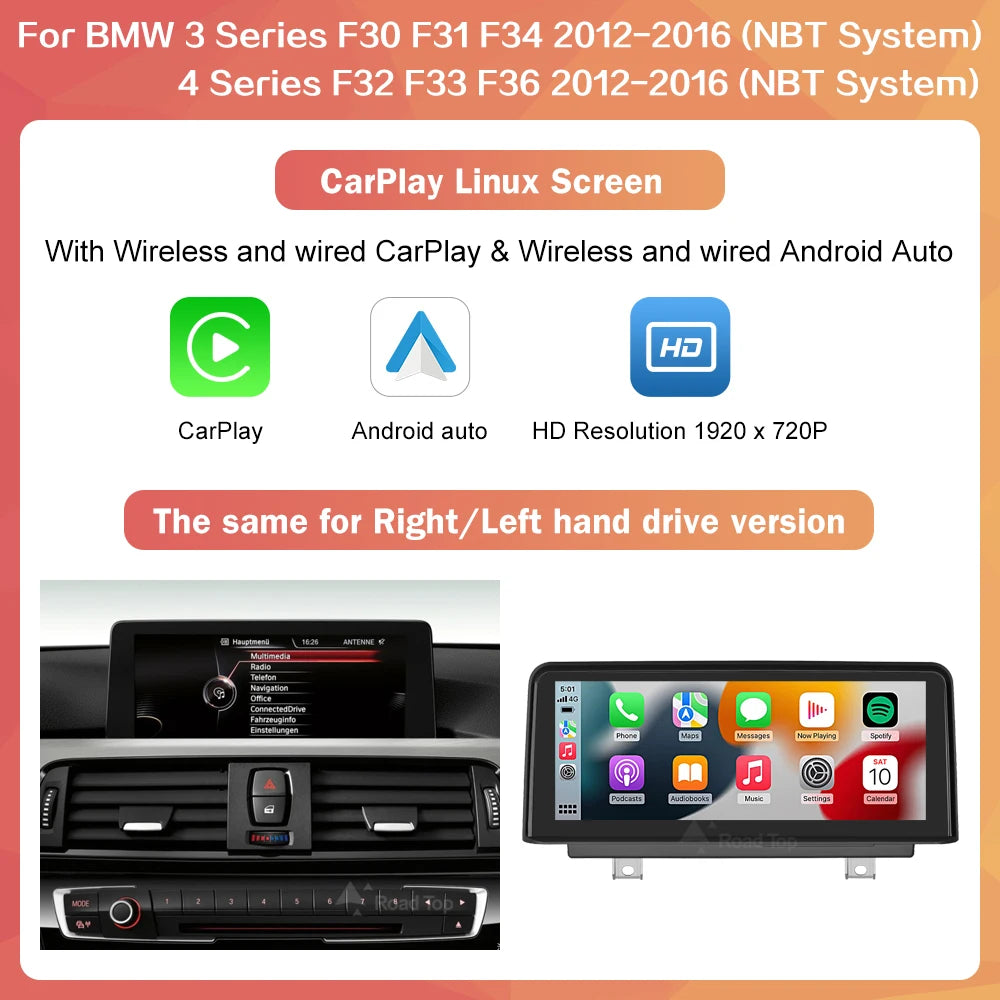 10.25 ''1920*720 Carplay Sem Fio Android Auto Display Multimídia Para BMW Série 3 4 F30 F31 F32 F33 F34 F36 NBT Tela Sensível Ao Toque