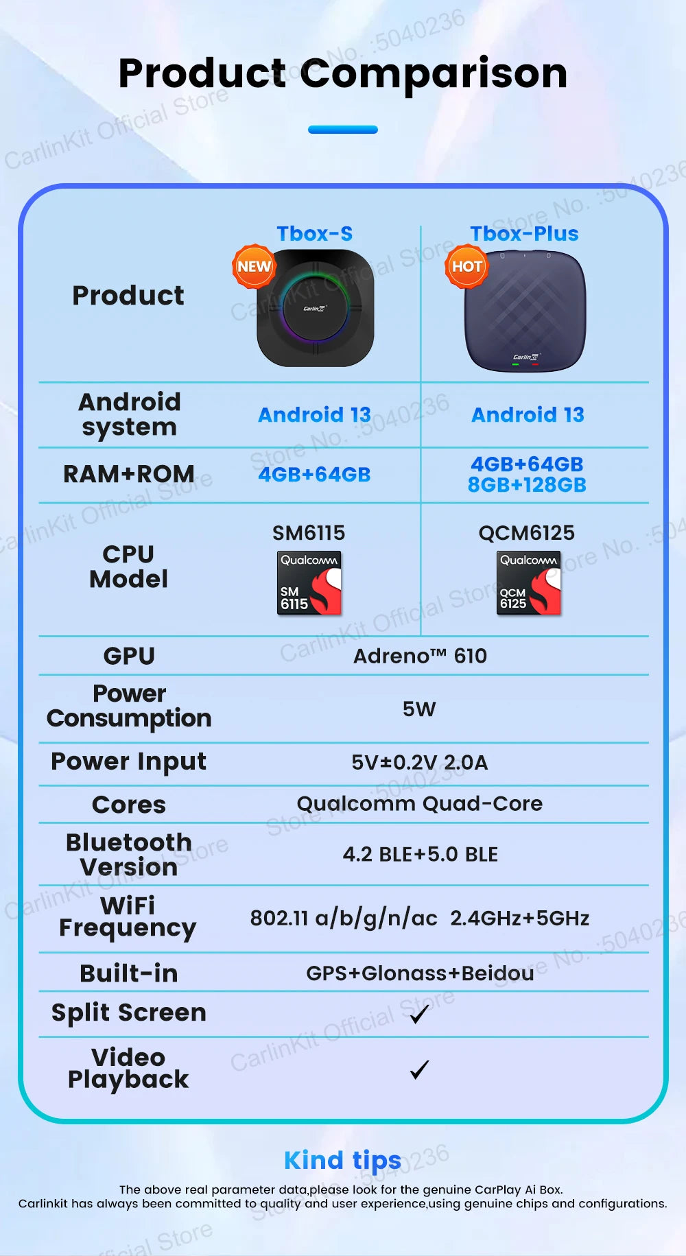CarlinKit Android 13 LED AI Box Wireless CarPlay Wireless Android Auto Smart Car Multimedia Box Qualcomm 8-Core Chip Cartão SD Expandir para 512 GB Suporte Vídeo Online