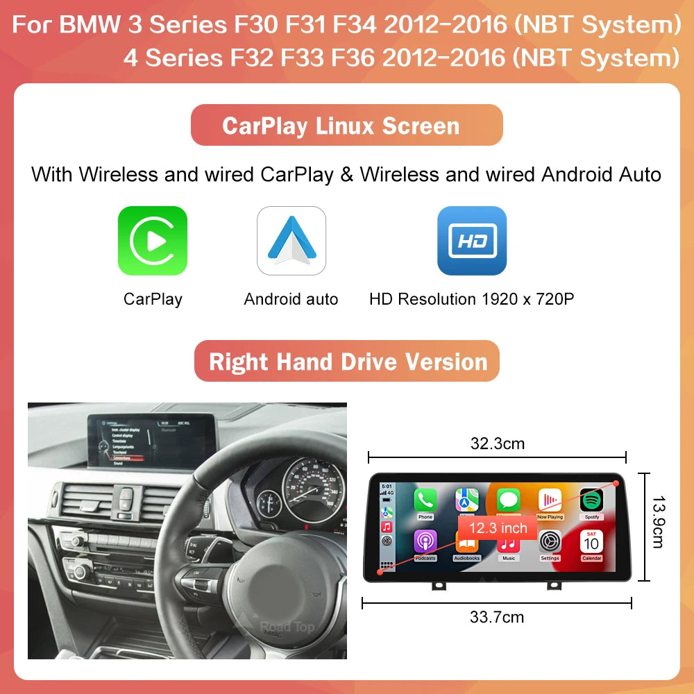 10.25 ''1920*720 Carplay Sem Fio Android Auto Display Multimídia Para BMW Série 3 4 F30 F31 F32 F33 F34 F36 NBT Tela Sensível Ao Toque