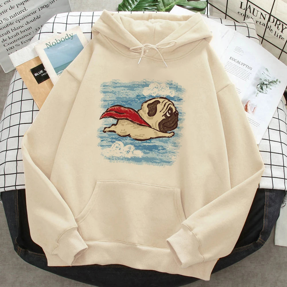 Hoodies japoneses Pug para mulheres, Moletons engraçados, Roupas Femininas Anime