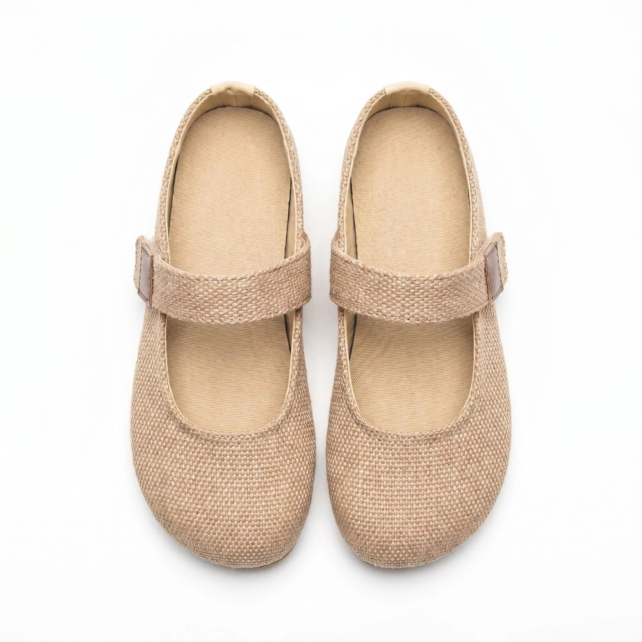 Mocassins de Linho Evening Breeze para Mulheres com Bico Quadrado, Cabedal Texturizado em Linho, Suporte para Arco, Respiráveis, Calçados Diários de Verão