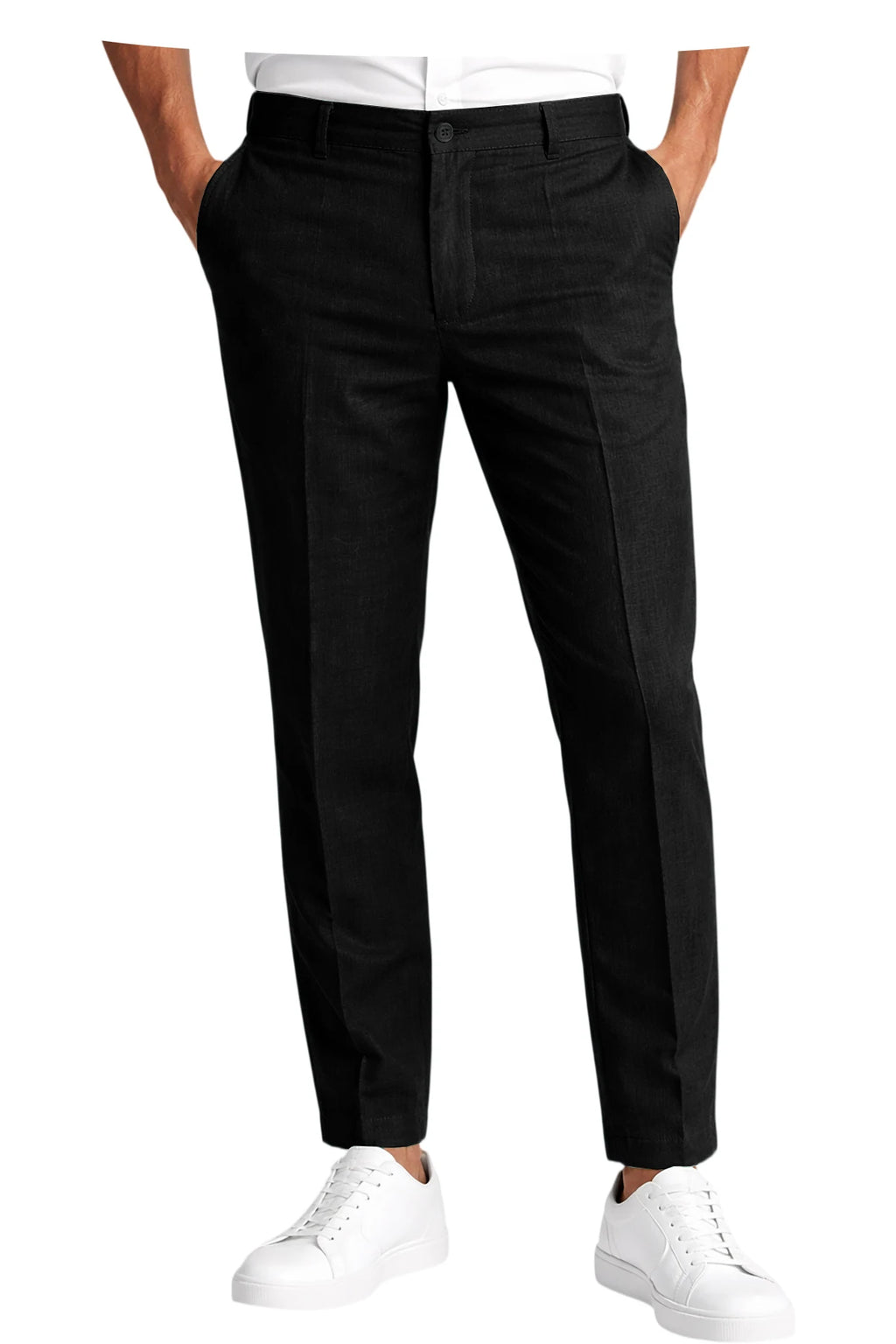 Calças Masculinas Premium em Mistura de Linho, Leves, Slim Fit, Resistentes a Rugas, para Escritório, Verão, Casual e Formal