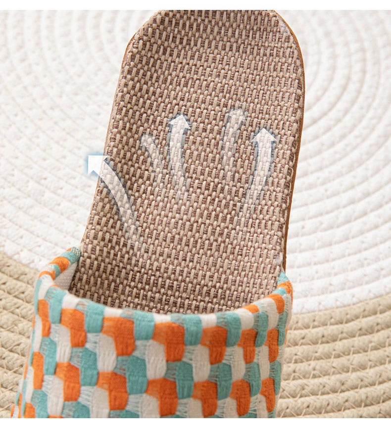 Chinelos de Linho para Mulheres, Tendência de Verão, Calçados Elegantes para Uso Interno, Antiderrapantes, Leves e Unissex