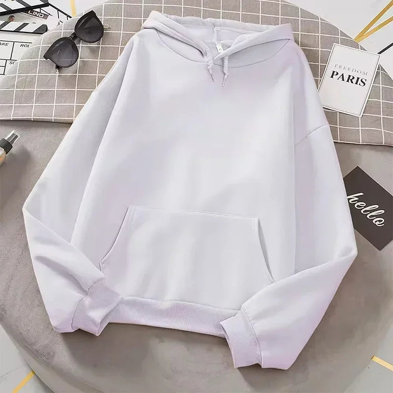 2025 branco hoodies das mulheres dos homens outono manga longa pulôver topos casual bolso hoodies unisex exterior solto esporte wear