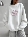 Russo simples carta impressão o pescoço oversize moletom feminino rosa fino primavera 2025 hoodies feminino estilo russo solto casual topo