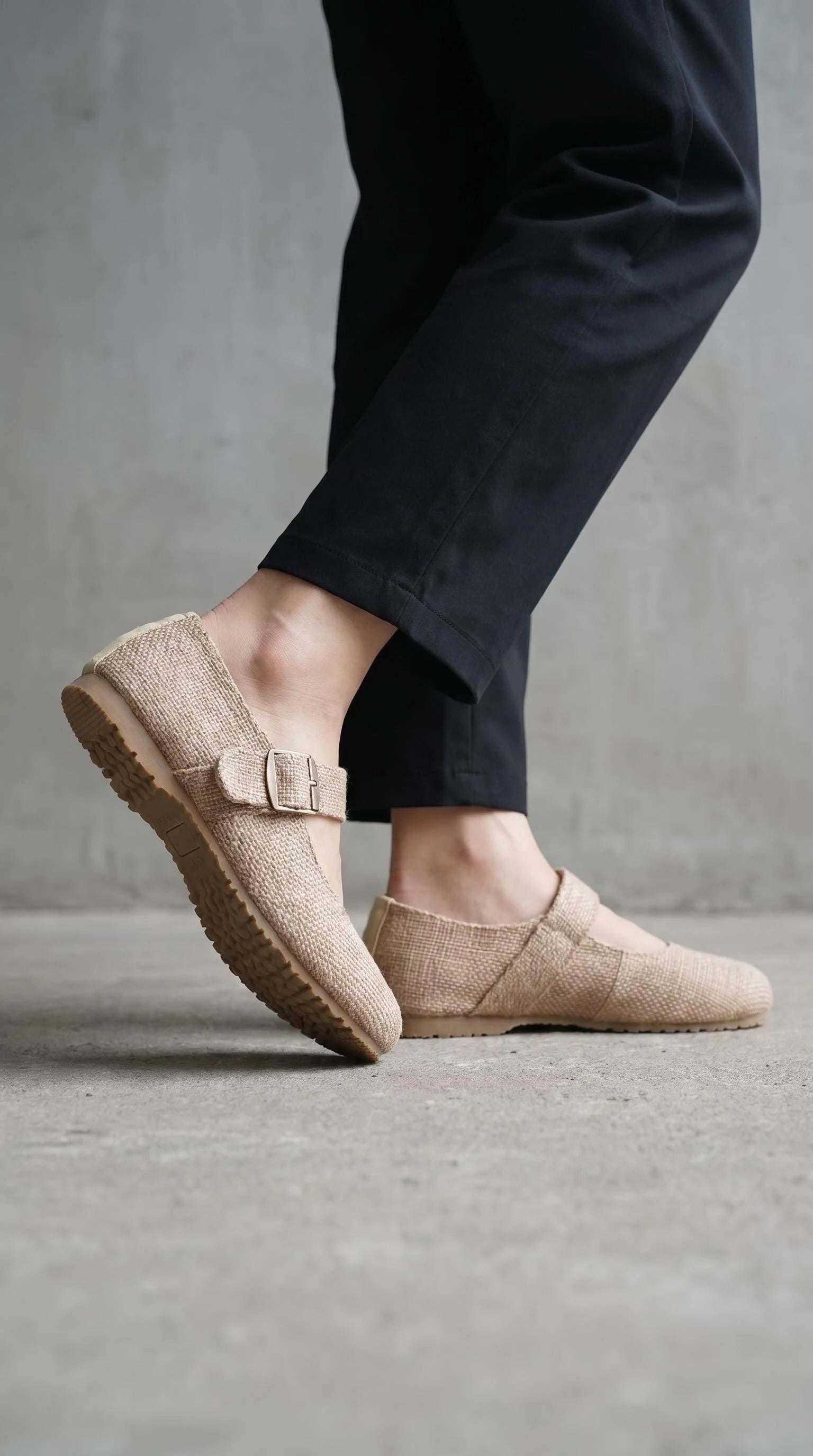 Mocassins de Linho Evening Breeze para Mulheres com Bico Quadrado, Cabedal Texturizado em Linho, Suporte para Arco, Respiráveis, Calçados Diários de Verão