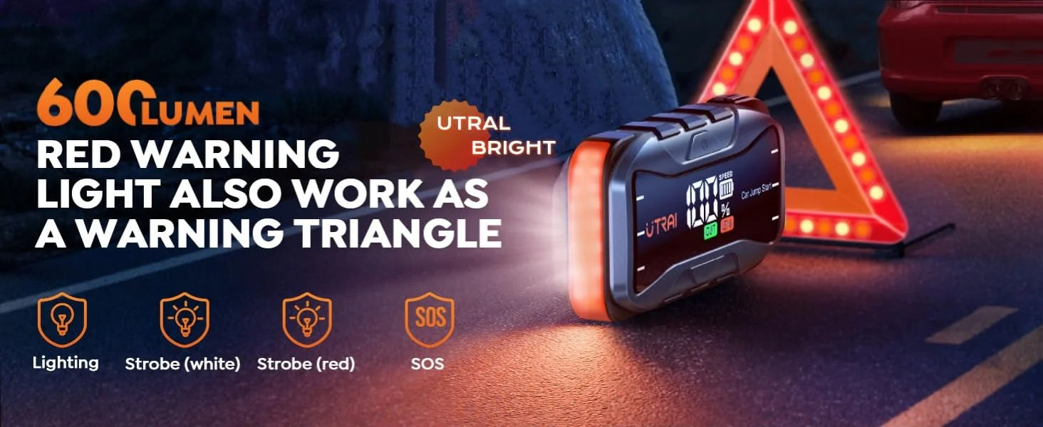 UTRAI 27000mAh Car Jump Starter Power Bank 6000A Car Booster Auto Dispositivo de partida de emergência Jump Start para gasolina diesel