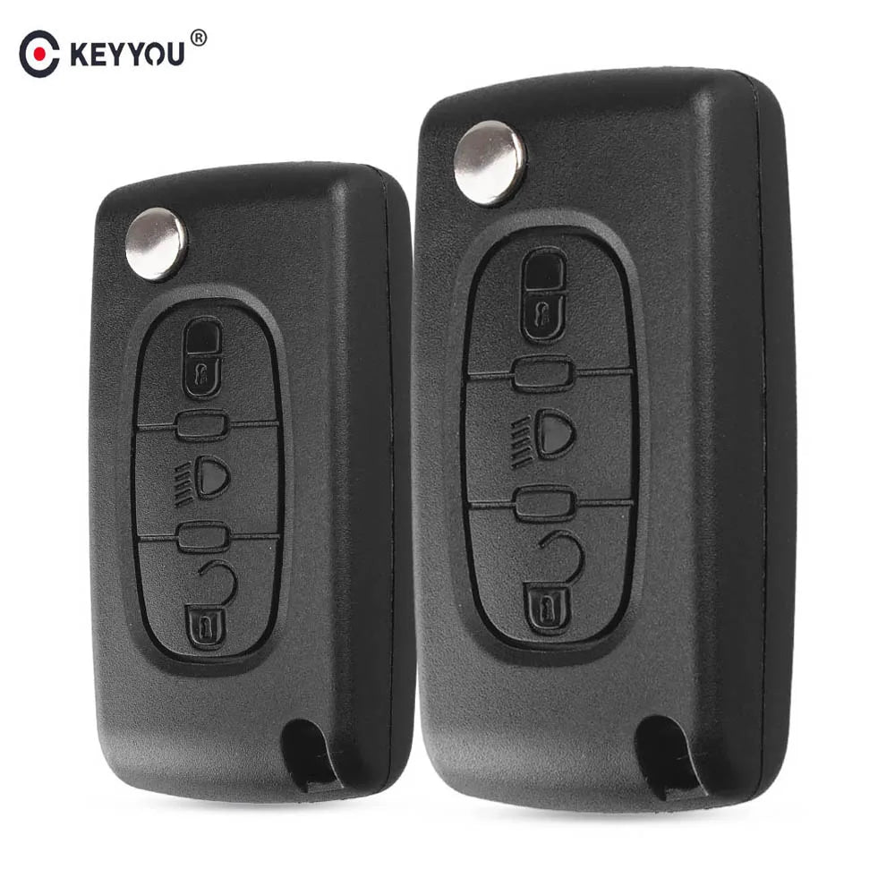 Keyyou para citroen c2 c3 c4 c5 c6 c8 3 botões flip remoto chave do carro caso capa escudo fob va2 lâmina ce0523