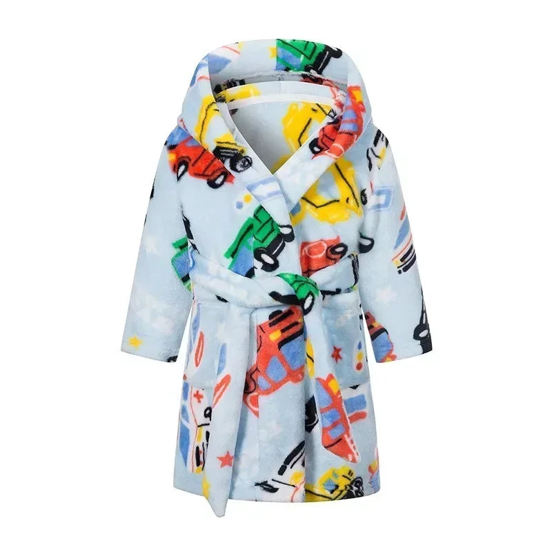 Crianças pijamas macios roupão de flanela de inverno 2025 novo dos desenhos animados bonito pijamas meninos meninas outono roupões com capuz homewear