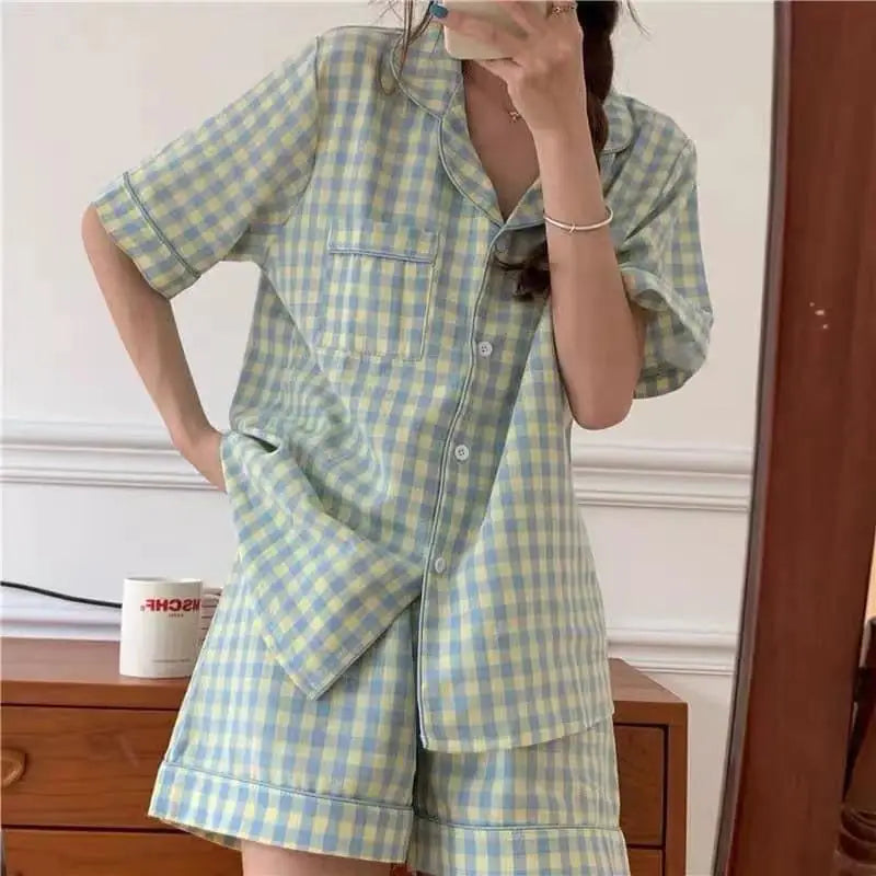 Olá kitty meninas bonito pijamas conjuntos de camisola solta dos desenhos animados macio manga curta topos shorts doce roupas femininas pijamas verão