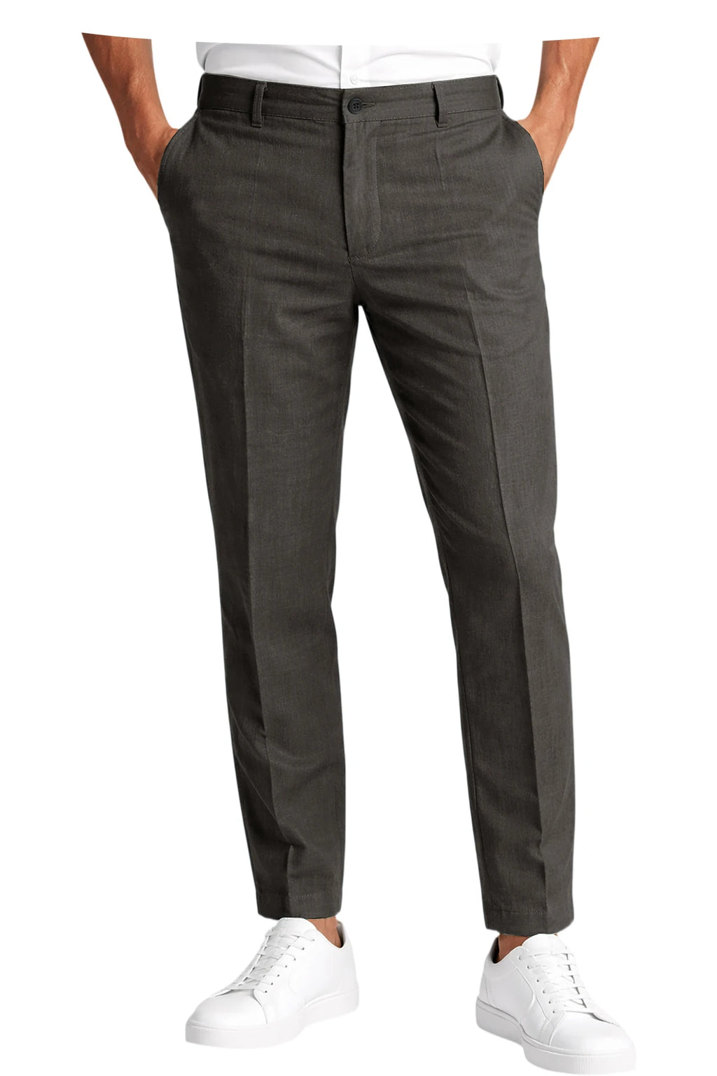 Calças Masculinas Premium em Mistura de Linho, Leves, Slim Fit, Resistentes a Rugas, para Escritório, Verão, Casual e Formal