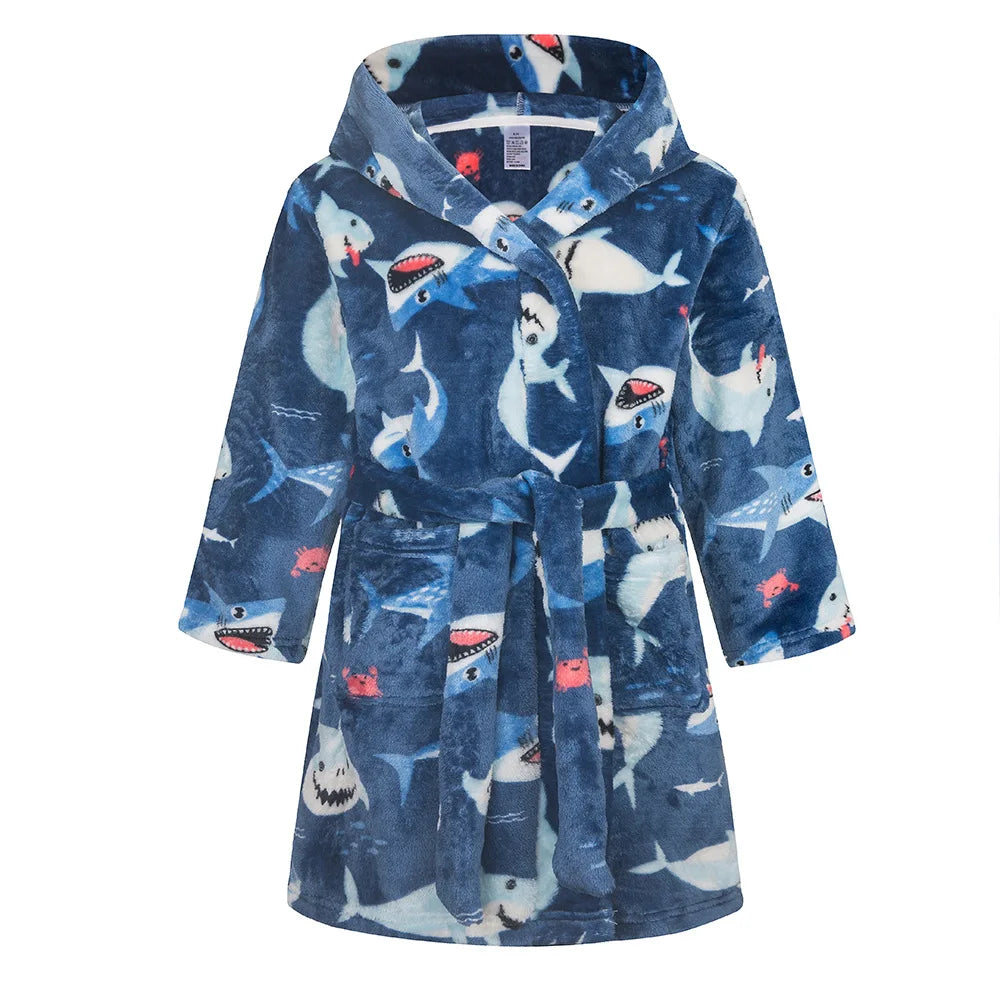 Crianças pijamas macios roupão de flanela de inverno 2025 novo dos desenhos animados bonito pijamas meninos meninas outono roupões com capuz homewear