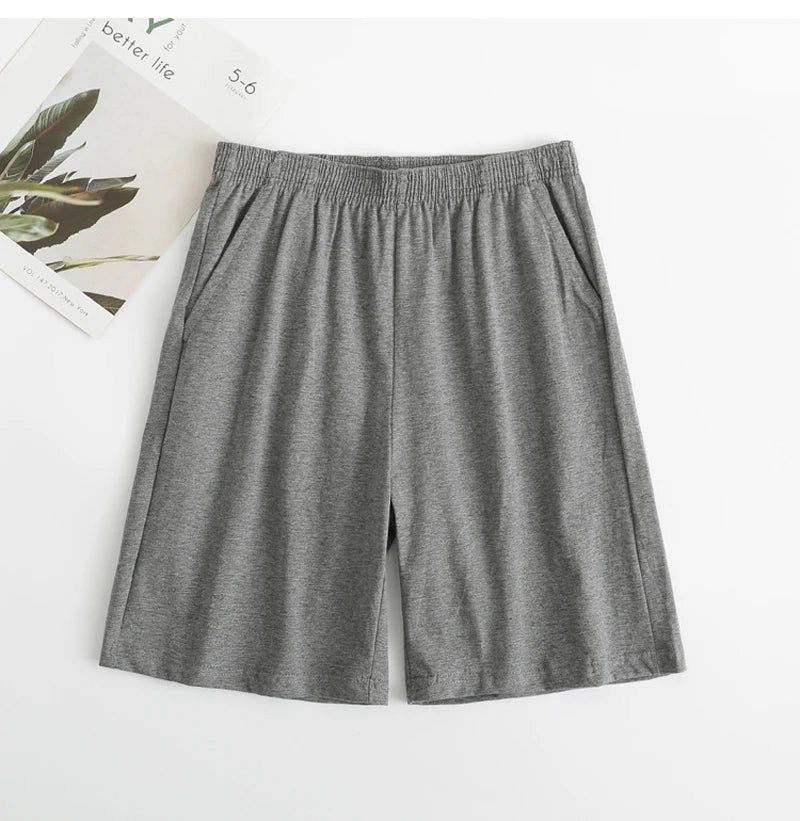 Calças de dormir de algodão masculino plus size 5xl shorts pijamas boxer casual lounge wear dormir calças curtas homewear homme
