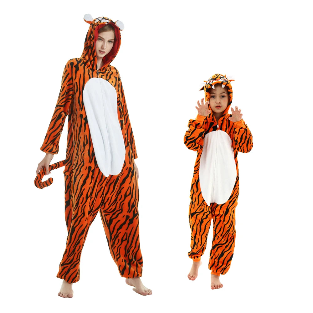 Mulheres animal kigurumi pijamas inverno grosso flanela pijamas adulto com capuz pijama homewear halloween cosplay trajes de festa