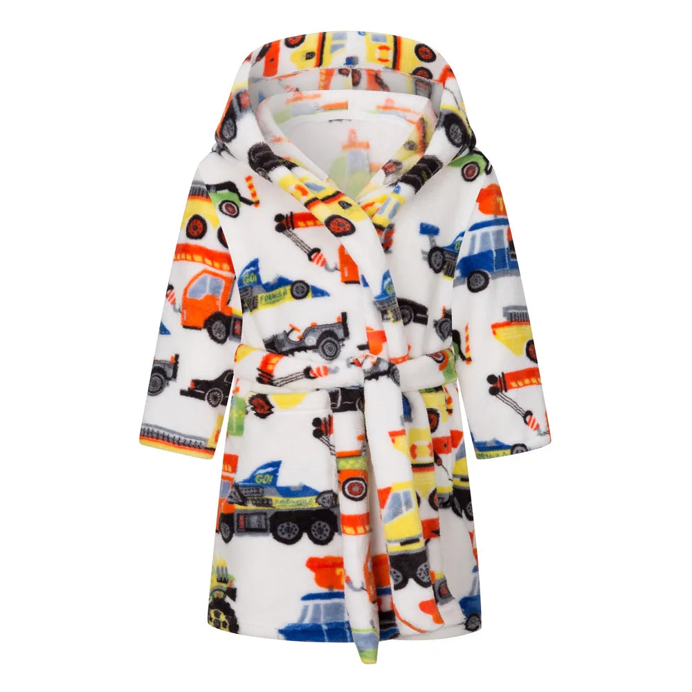 Roupão de banho infantil de dinossauro com capuz, pijama de unicórnio de desenho animado para meninos, roupões de banho de lã para meninas, roupa de dormir para bebês