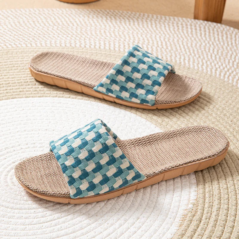 Chinelos de Linho para Mulheres, Tendência de Verão, Calçados Elegantes para Uso Interno, Antiderrapantes, Leves e Unissex
