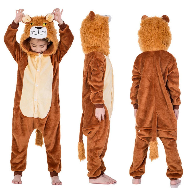 Mulheres animal kigurumi pijamas inverno grosso flanela pijamas adulto com capuz pijama homewear halloween cosplay trajes de festa