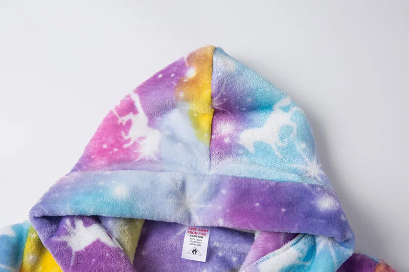 Roupão de banho infantil de dinossauro com capuz, pijama de unicórnio de desenho animado para meninos, roupões de banho de lã para meninas, roupa de dormir para bebês
