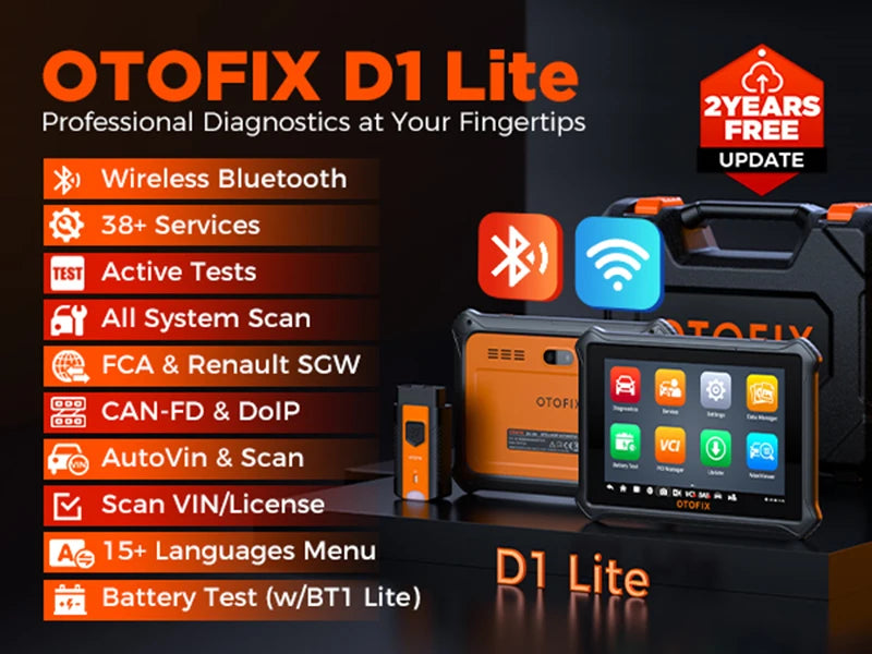 OTOFIX D1 LITE OBD2 Scanner Ferramenta de diagnóstico de carro Bluetooth Controle bidirecional sem fio OBD Ferramenta de digitalização automotiva Teste ativo