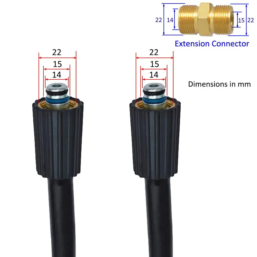 Mangueira de lavagem de alta pressão, cabo de mangueira para lavagem de carro, mangueira de extensão de limpeza de água M22-Pin 14/15 para karcher elitech interskol huter