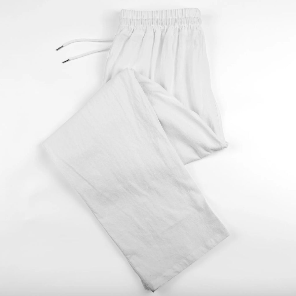 Calças de Linho Americanas Novas Primavera 2026, Tecido Leve e Respirável, Estilo Casual Solto, Cintura com Cordão, Perfeitas para Uso Diário