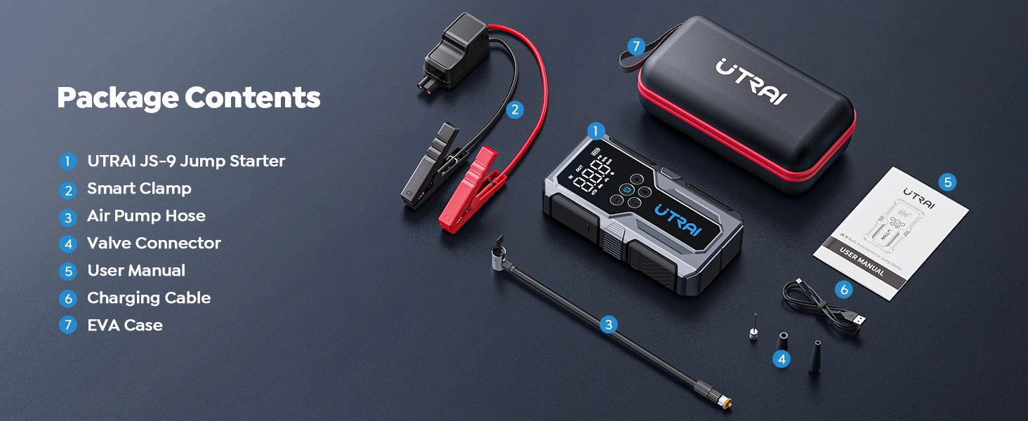 UTRAI 1500A Carro Jump Starter Power Bank Portátil 150PSI Bomba de ar Bateria de carro Boosteres de emergência Dispositivo de partida Carro Starter 2024