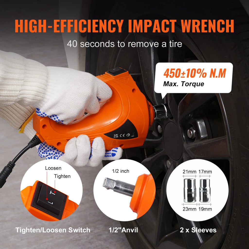 SucceBuy 5T Gato Hidráulico para Carro Elétrico com Chave de Impacto Elétrica Bomba Inflável Embutida, Luz LED para Caminhão Sedan SUV