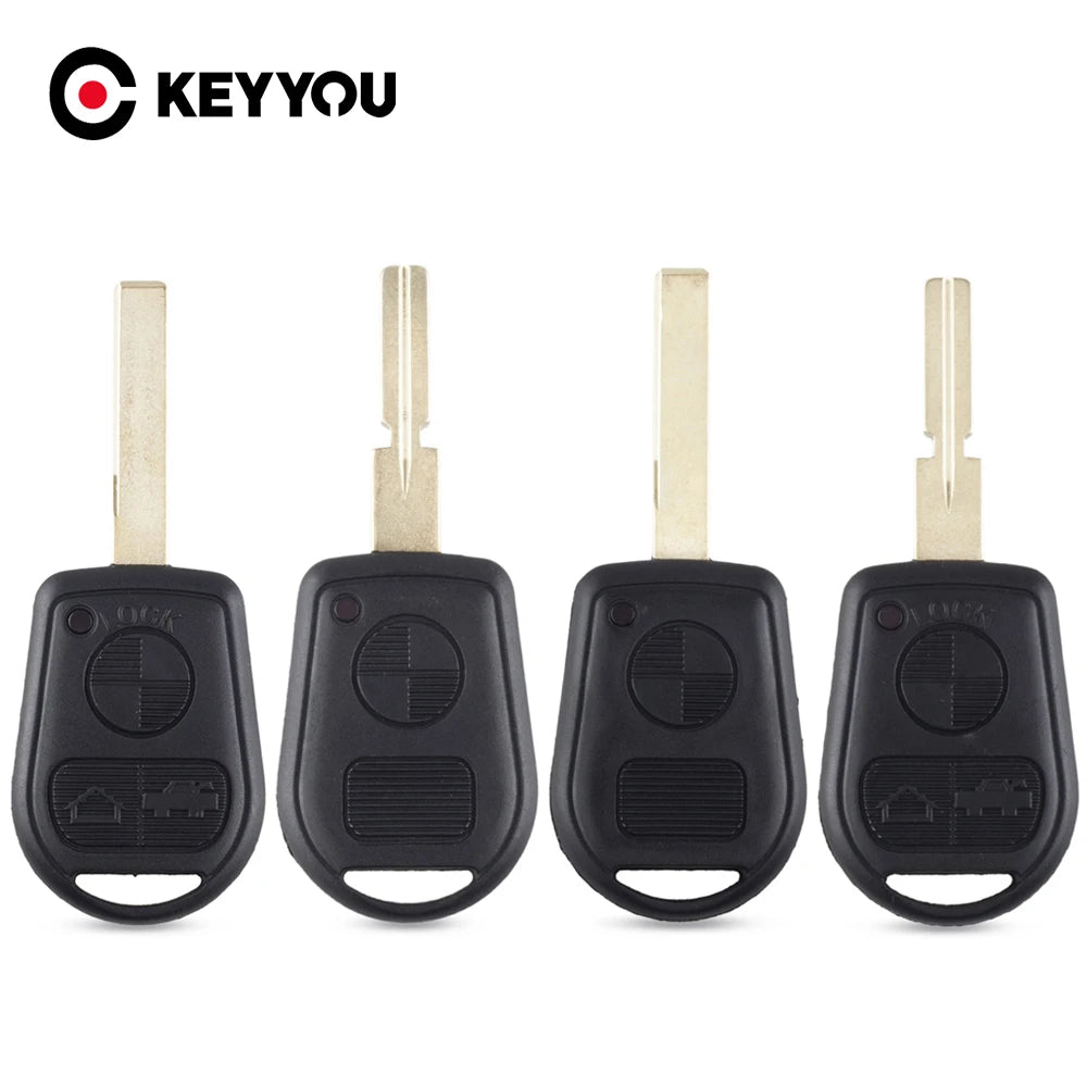 Keyyou capa de chave remota com 3 botões, compatível com bmw e31 e32 e34 e36 e38 e39 e46 z3 z4, capa fob 3 btn sem cortes