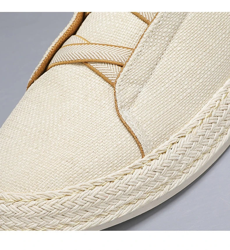 Sapatos de Pescador em Linho, Sapatos de Tecido Masculinos Modernos 2025, Sapatos Casuais Masculinos Respiráveis de Verão