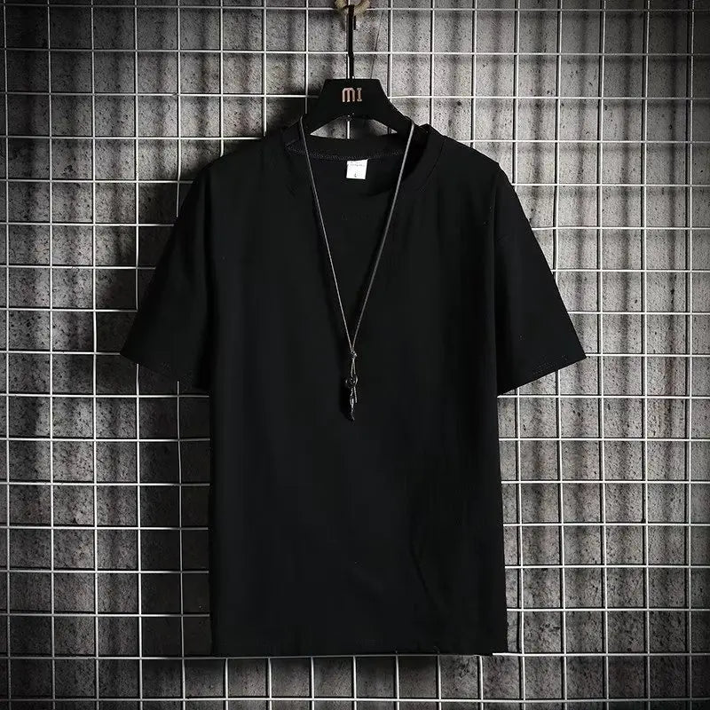 Camiseta de Linho de Manga Curta Masculina, Nova Camiseta de Algodão e Linho Solta para o Verão, Camiseta de Cor Sólida