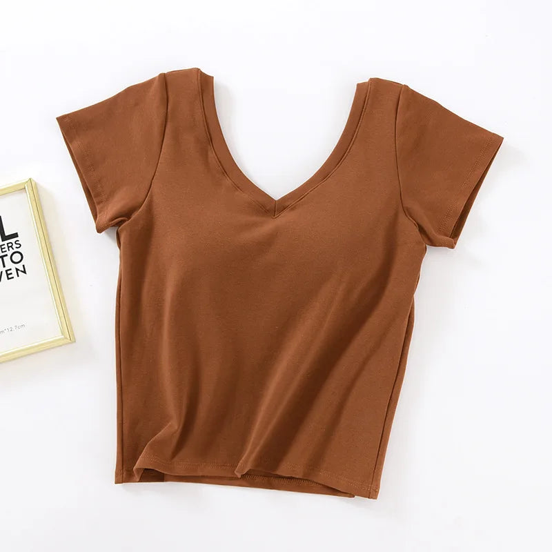 Camiseta de manga curta de algodão almofadas no peito feminino verão uma peça sleep tops com decote em v roupa exterior magro pijamas 1 peça pijamas
