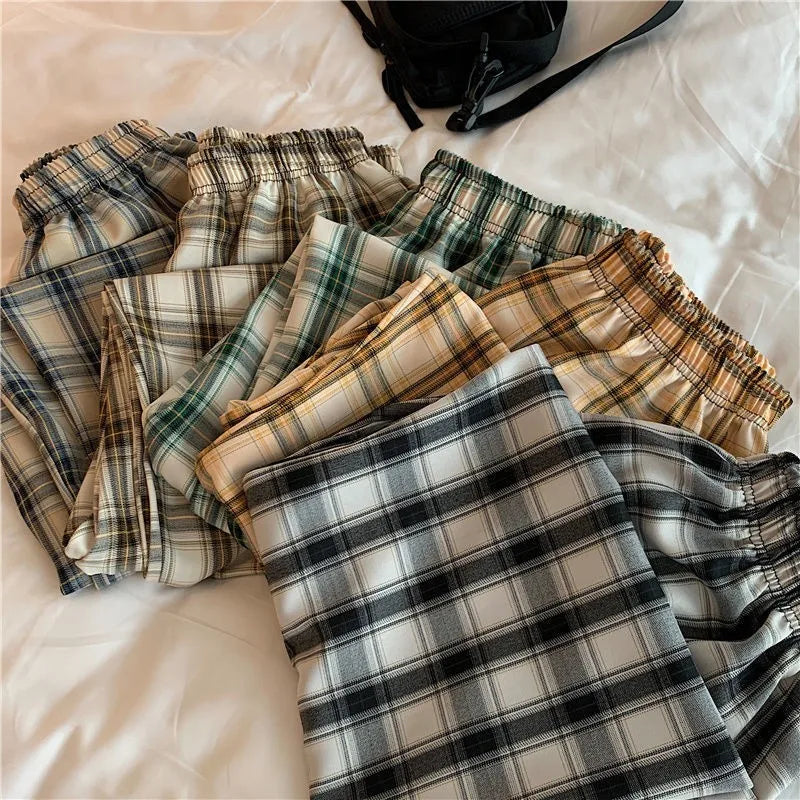 Moda casual verificado vermelho tartan calças de pijama macio e confortável cintura elástica nova feminina xadrez pijamas casa lounge pa
