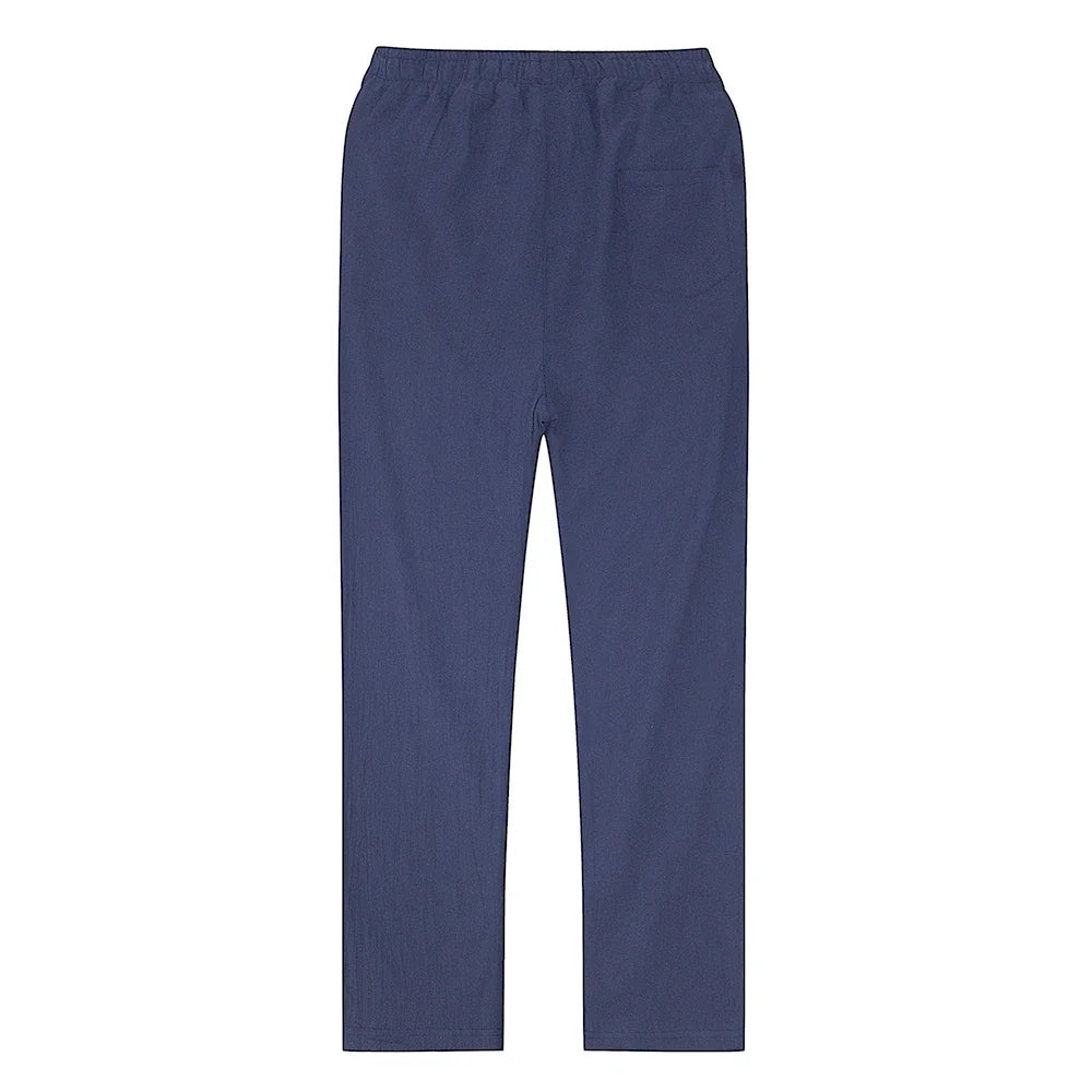 Calças de linho de algodão masculino outono novo respirável cor sólida calças de linho fitness streetwear S-3XL