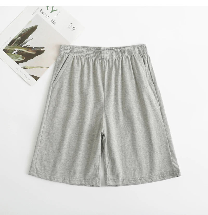 Calças de dormir de algodão masculino plus size 5xl shorts pijamas boxer casual lounge wear dormir calças curtas homewear homme