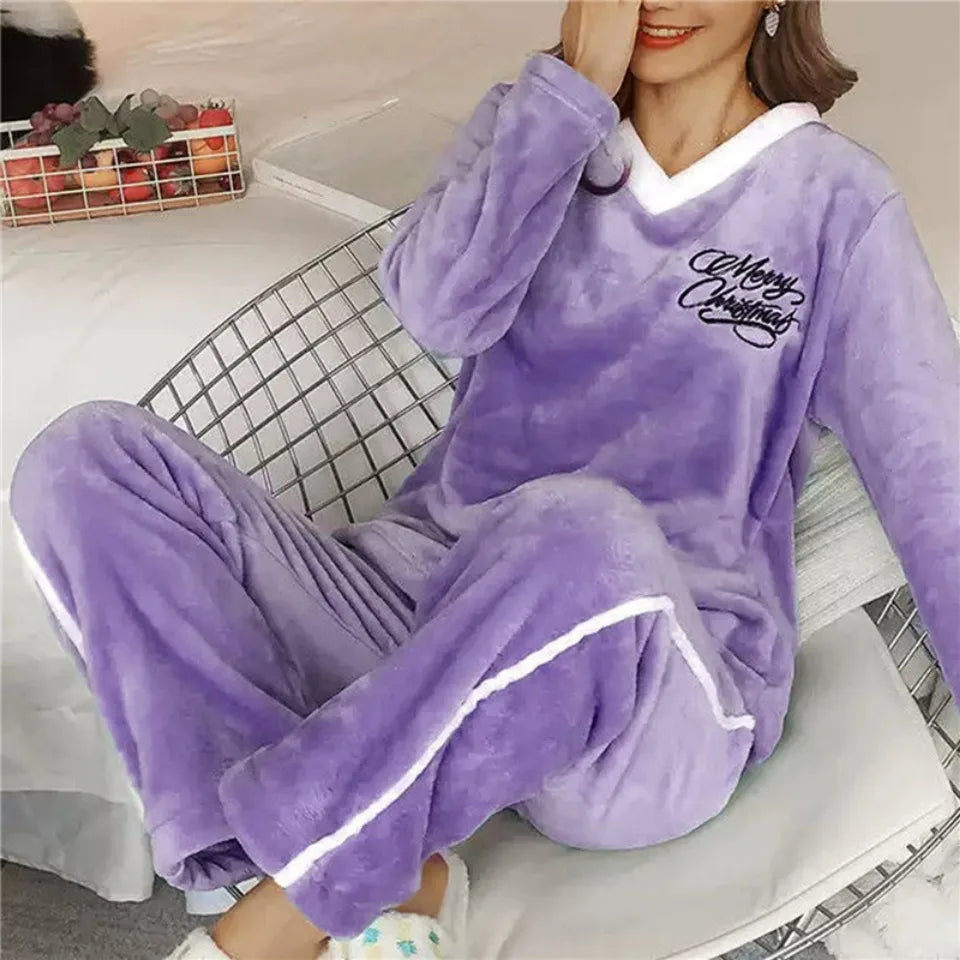 Outono inverno flanela conjuntos de pijamas femininos moda xadrez impresso teddy pijamas veludo homewear kawaii meninas pijamas mujer pijama