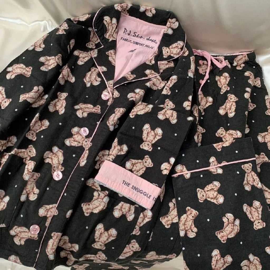 Pijama de algodão macio conjunto de pijamas femininos bonito dos desenhos animados pijamas impressão pijamas elegantes calças superiores 2 pçs femme nightwear loungewear