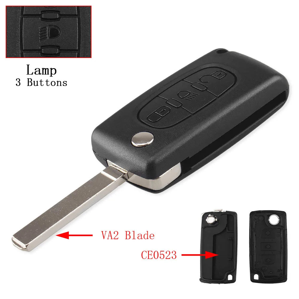 Keyyou para citroen c2 c3 c4 c5 c6 c8 3 botões flip remoto chave do carro caso capa escudo fob va2 lâmina ce0523