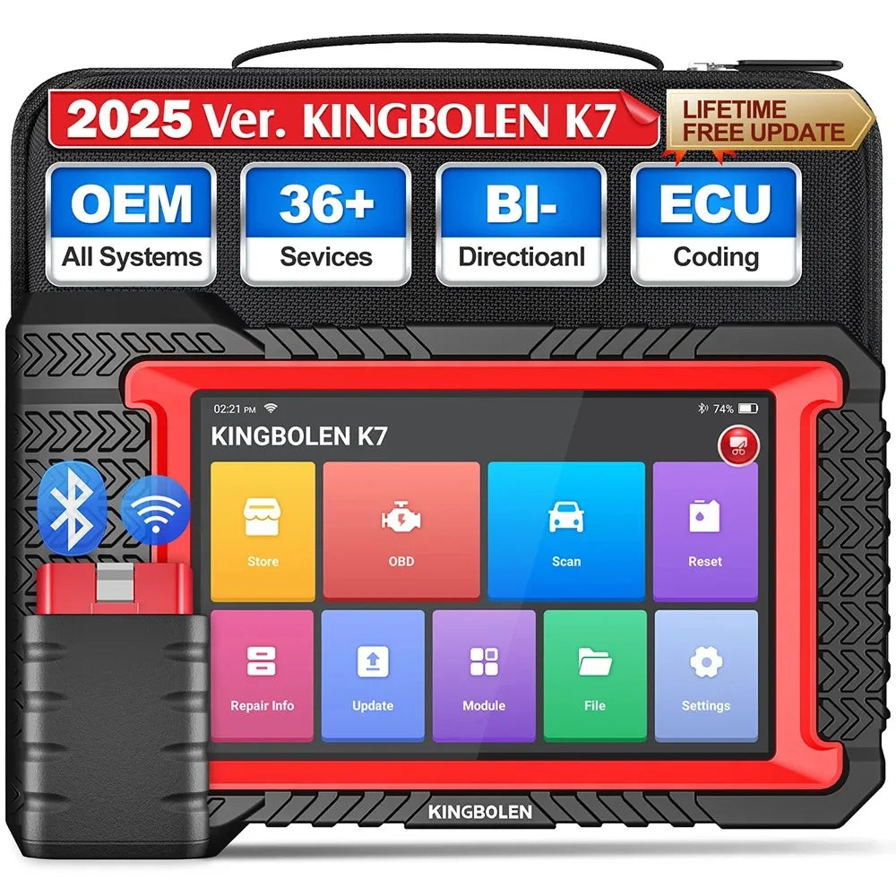 Atualização vitalícia gratuita KINGBOLEN K7 ALL System Ferramentas de diagnóstico de carro português Codificação ECU Teste ativo 28 reinicializações Scanner OBD PK LAUNCH X431 CRP919E BT