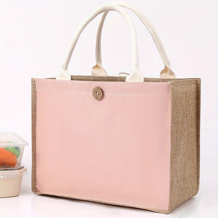 Linho cor lisa senhoras bolsa fivela estilo moda multifuncional saco de presente diário passeio saco de armazenamento de compras