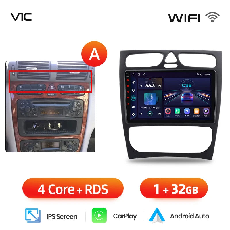 Junsun carplay android auto rádio do carro para mercedes benz classe c w203 c200 c320 c350 clk w209 2000-2005 multimídia inteligente 4g