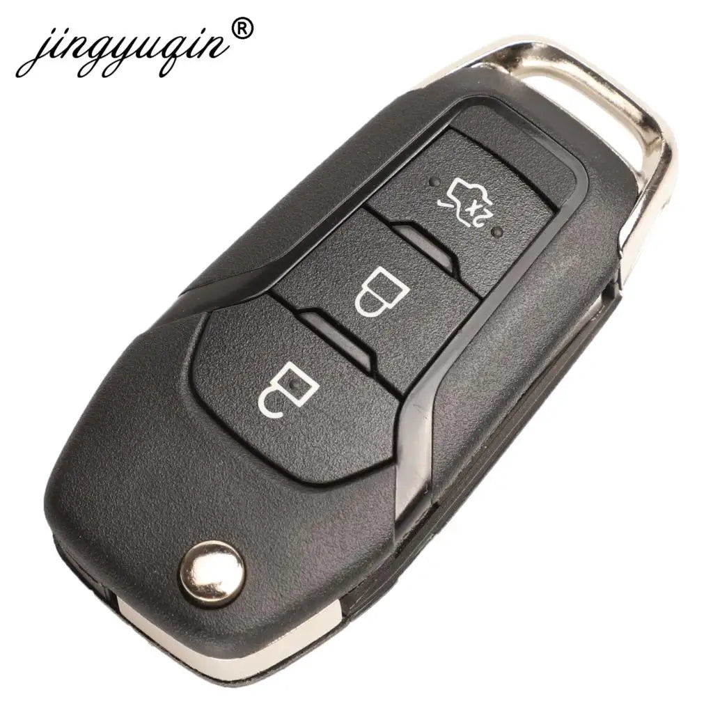 Jingyuqin 2/3/4 botão flip dobrável caso chave do carro shell para ford focus fusão mk2 mk7 explorador ranger lâmina hu101 em branco sem cortes