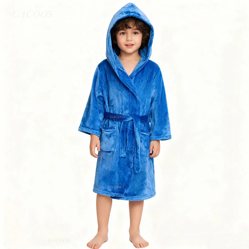 Roupão de banho infantil de dinossauro com capuz, pijama de unicórnio de desenho animado para meninos, roupões de banho de lã para meninas, roupa de dormir para bebês