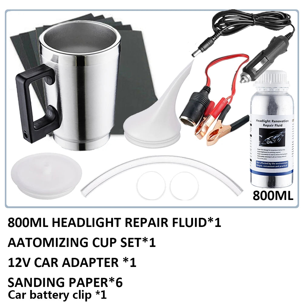 Kit de restauração polonês farol do carro Kit de renovação do reparo do carro Farol 800G, Polímero líquido, Conjunto de ferramentas automáticas