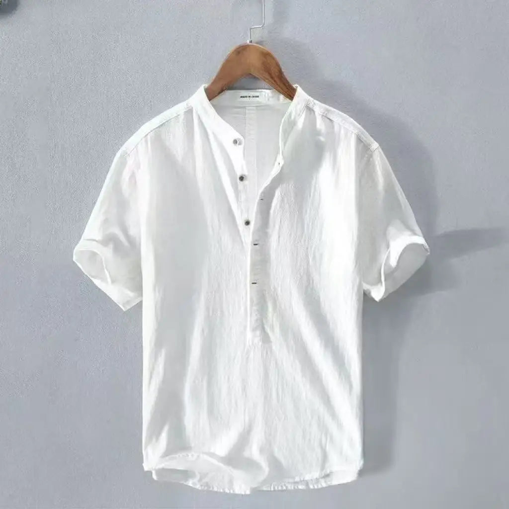 Camisas de algodão de linho para homens leve manga longa henley streetwear praia camisa respirável havaiana grandes camisetas para homem