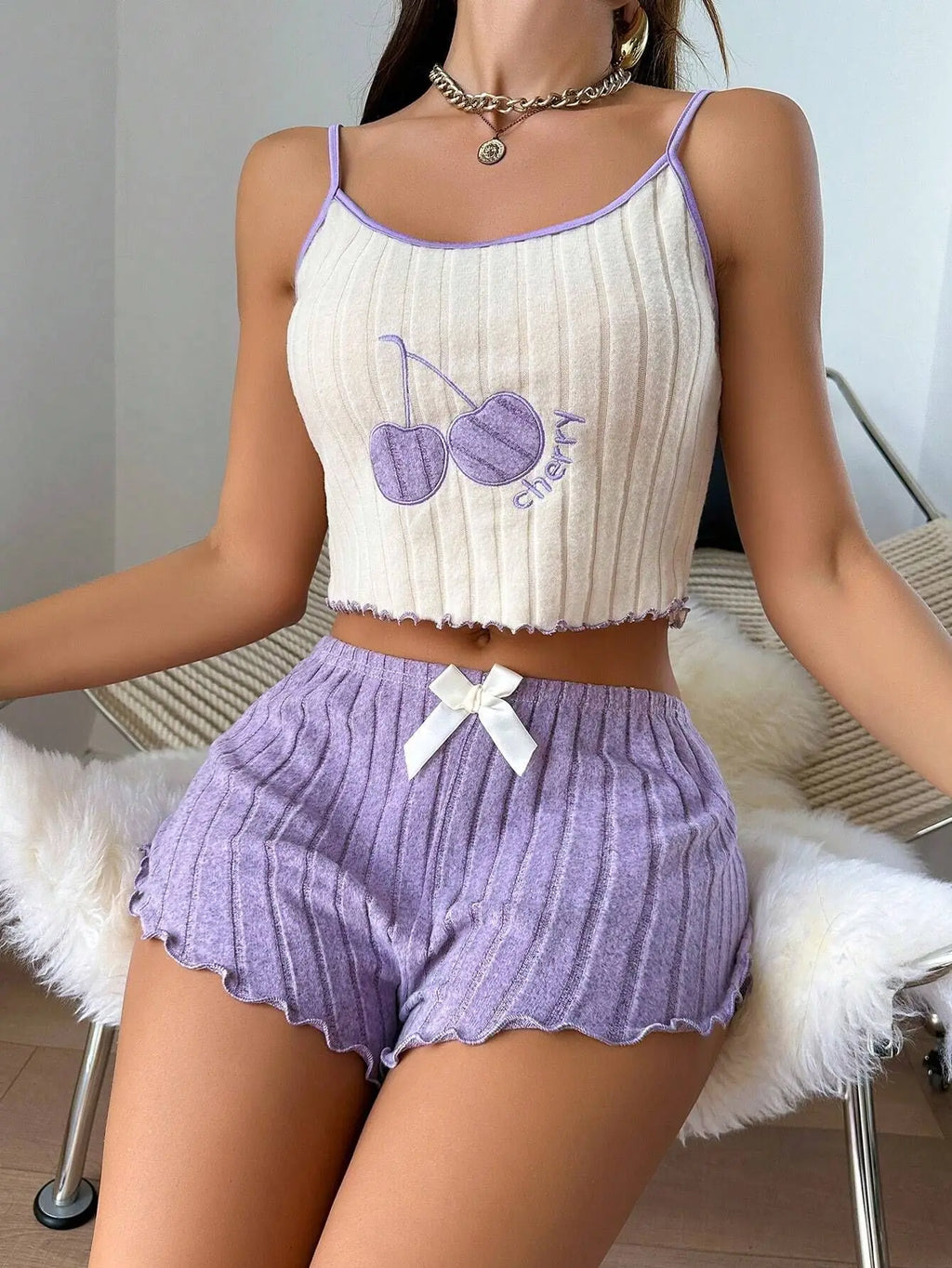 Feminino casual verão 2 pçs pijamas simples lã chão halter colete topos e shorts conjunto casa wear pijamas loungewear